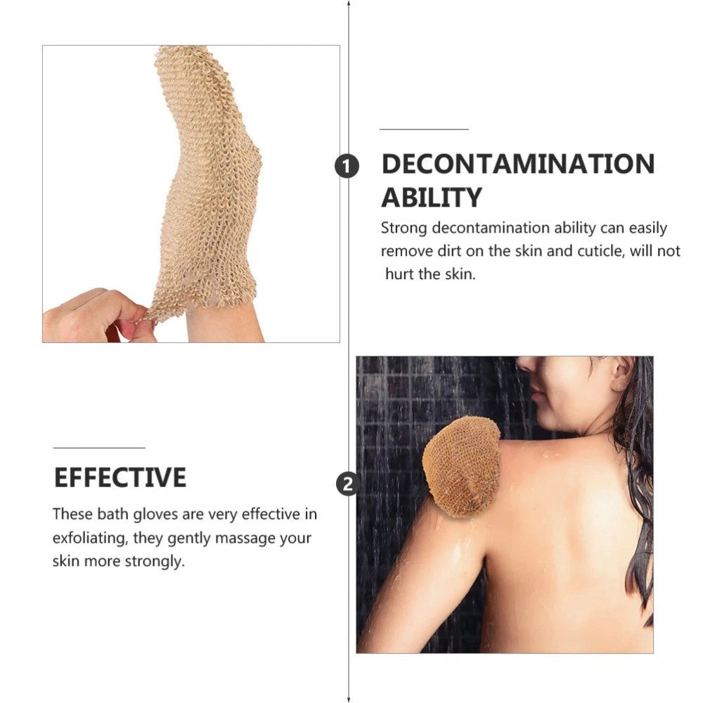 2Pcs Exfoliating Bath Gloves Ramie Jute Spa Scrub for Smooth Skin