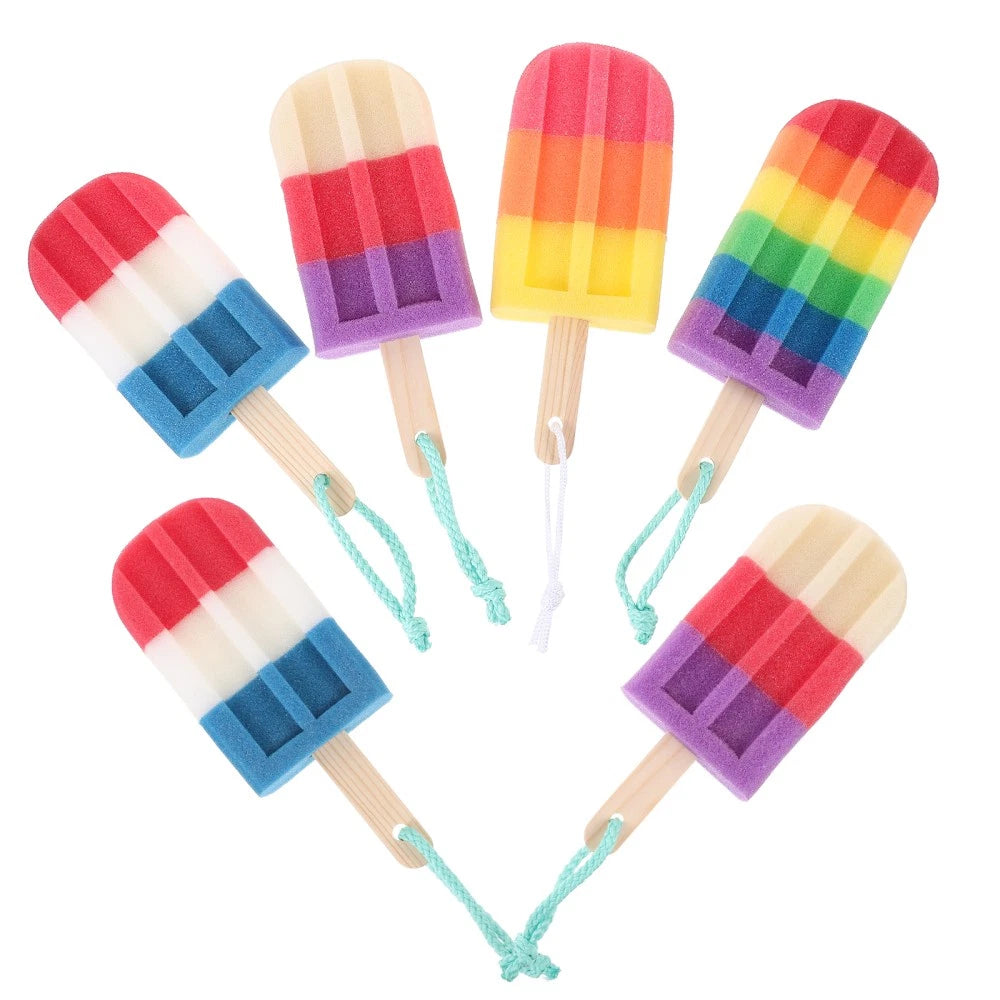6Pcs Ice Cream Shaped Shower Body Sponge Scrubber Brush Exfoliating Body Washer