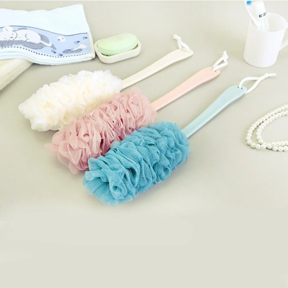 2 Pcs Rub The Back Bath Flowers Plastic Body Scrubber Brush with Handle