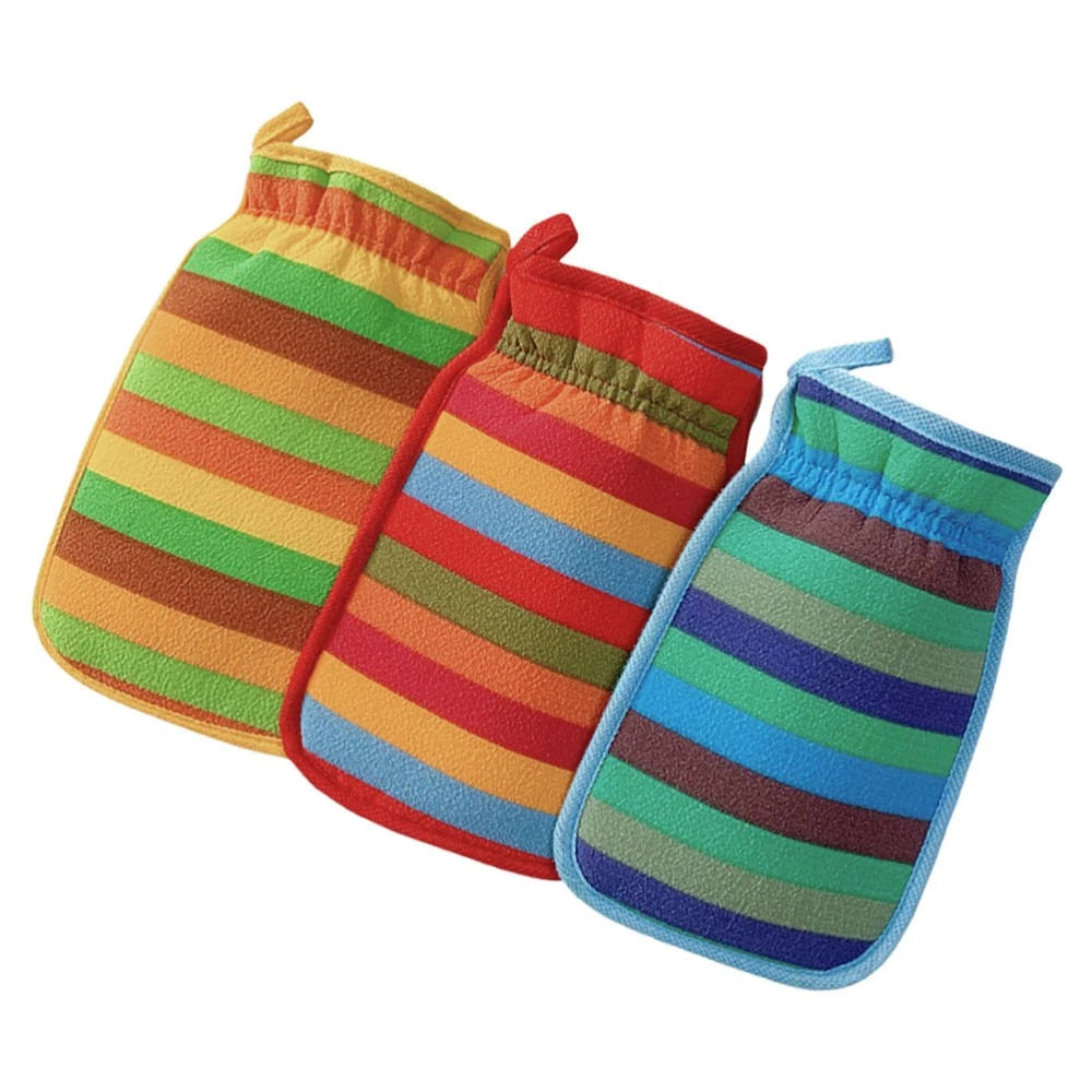 3 Pcs Bath Towel Gloves Massage Cleaning Brush Body Exfoliator Scrubber