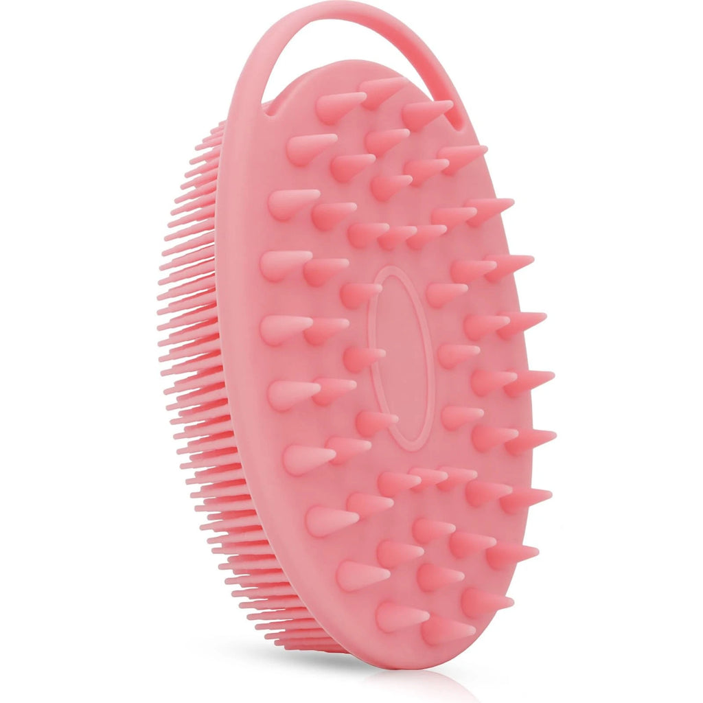 2-in-1 Bath and Shampoo Body Brush Silicone Exfoliating Scrubber Pink