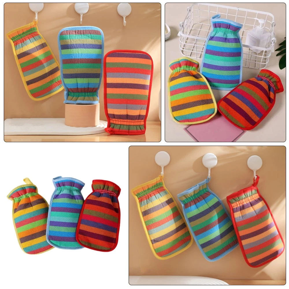 3 Pcs Bath Towel Gloves Massage Cleaning Brush Body Exfoliator Scrubber