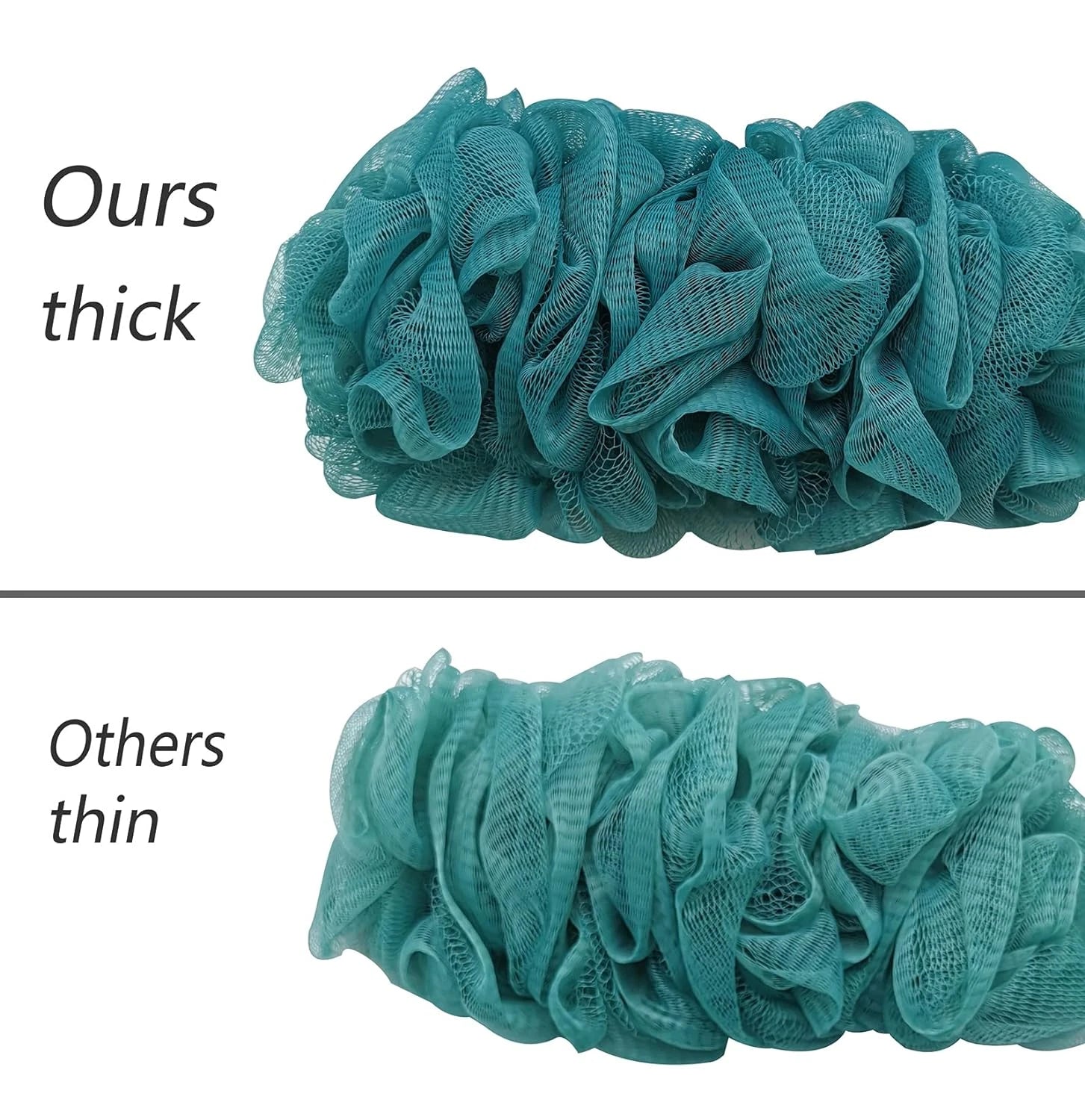 Blue Loofah Back Scrubber, Long Handle Exfoliating Shower Brush for All Skin