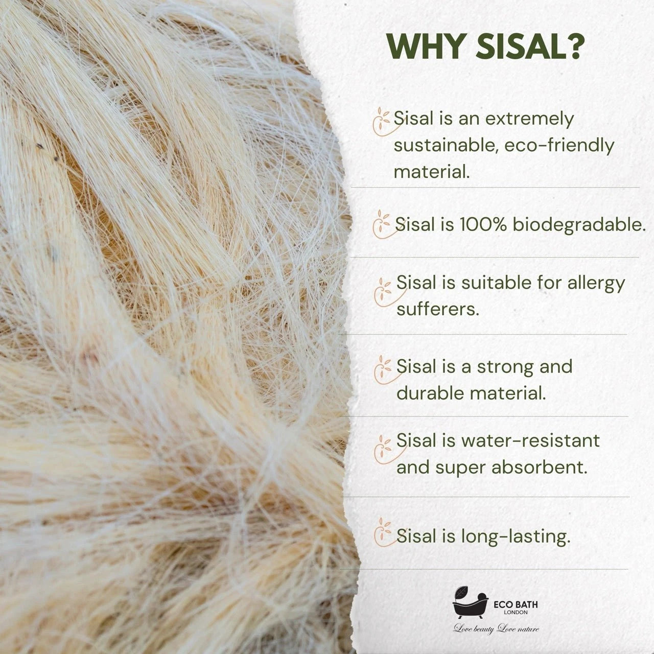 Natural Sisal Hemp Bath Pad Black