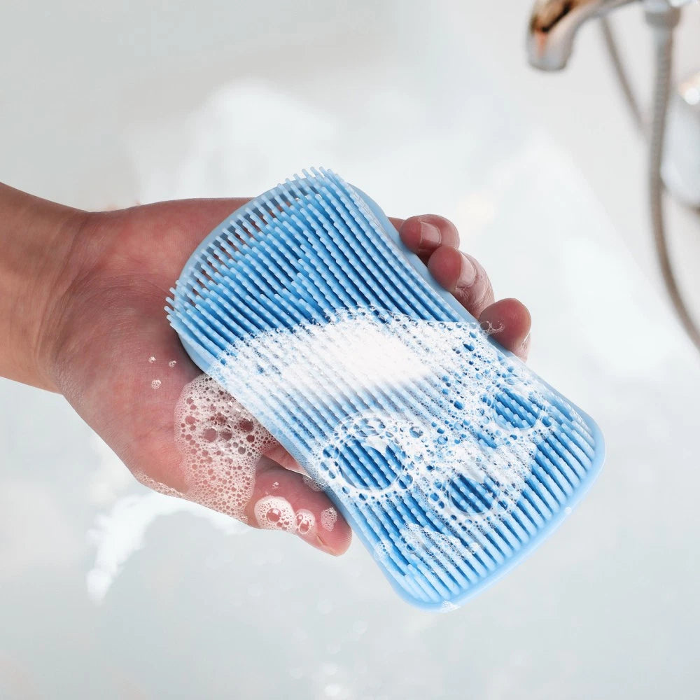 2 Pcs Silicone Shower Brush Man Back Exfoliator Scrubber Men Body Brushes