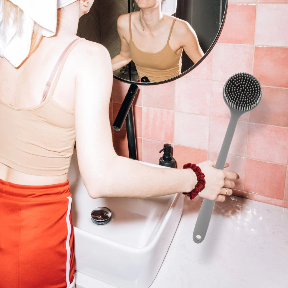 Silicone Bath Brush Man Body Scrubber Shower Back for Long Handle