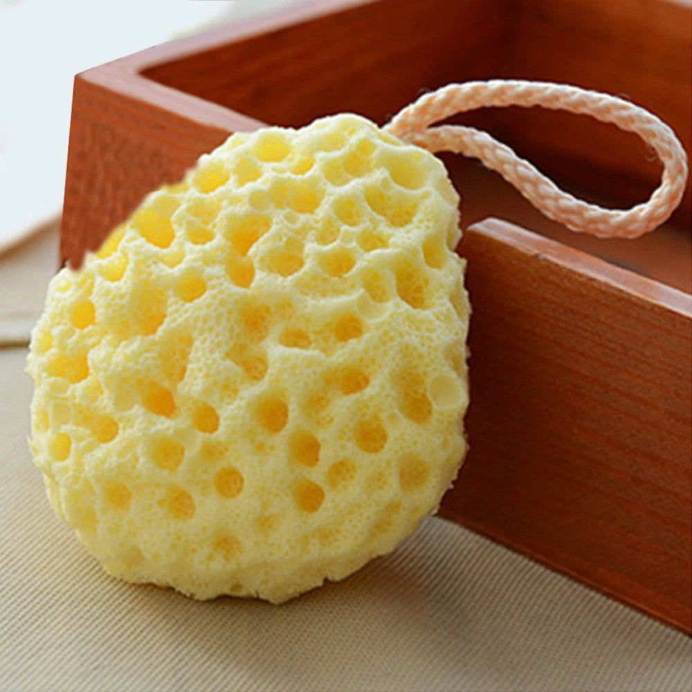 3 Pcs Shower Brush Bath Sponge Honeycomb Structure Seaweed Cotton with Rope