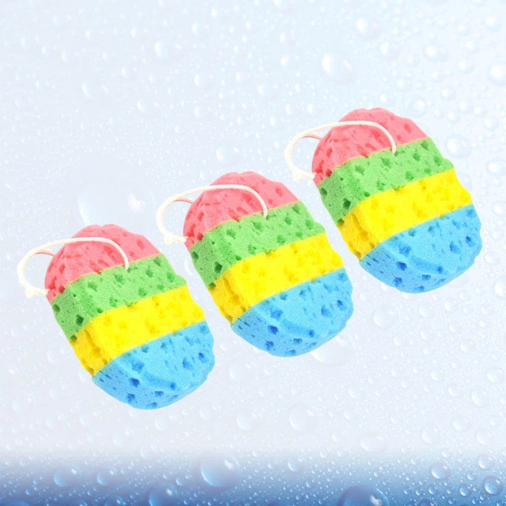 3 Pcs Bath Sponge Bathroom Scrub Brush Four Colors Sponges Seaweed