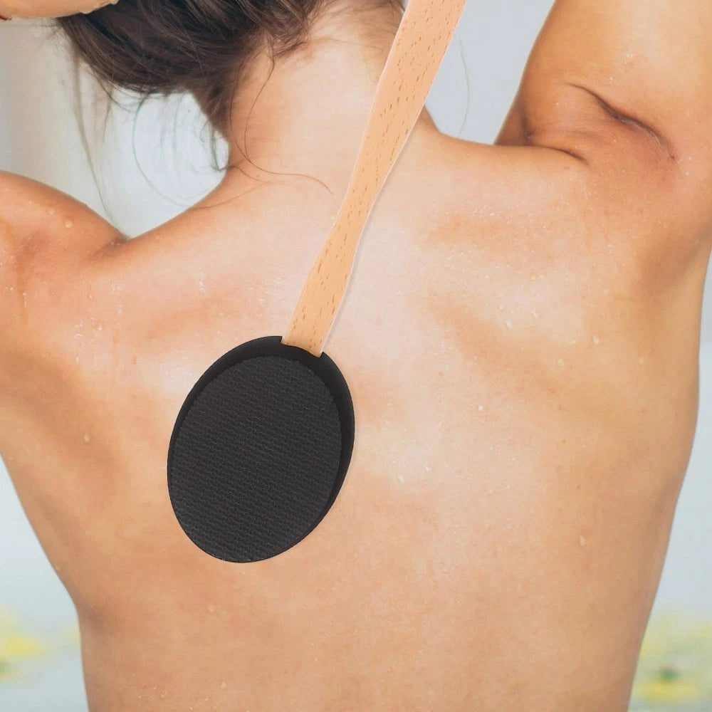 Wooden Handle EVA Bath Brush Scrubber for Shower Cream Applicator