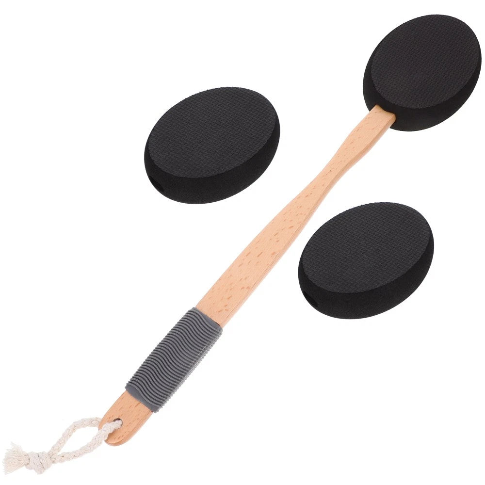 Wooden Handle EVA Bath Brush Scrubber for Shower Cream Applicator