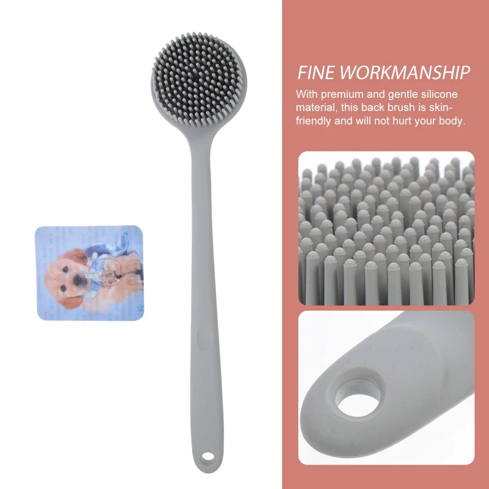 Silicone Bath Brush Man Back Washer Shower Scrubber with Long Handle