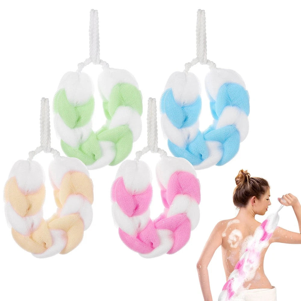 4pcs Long Bath Flower Bath Ball Lather Rub Bath Towel Bath Brush Shower Ball