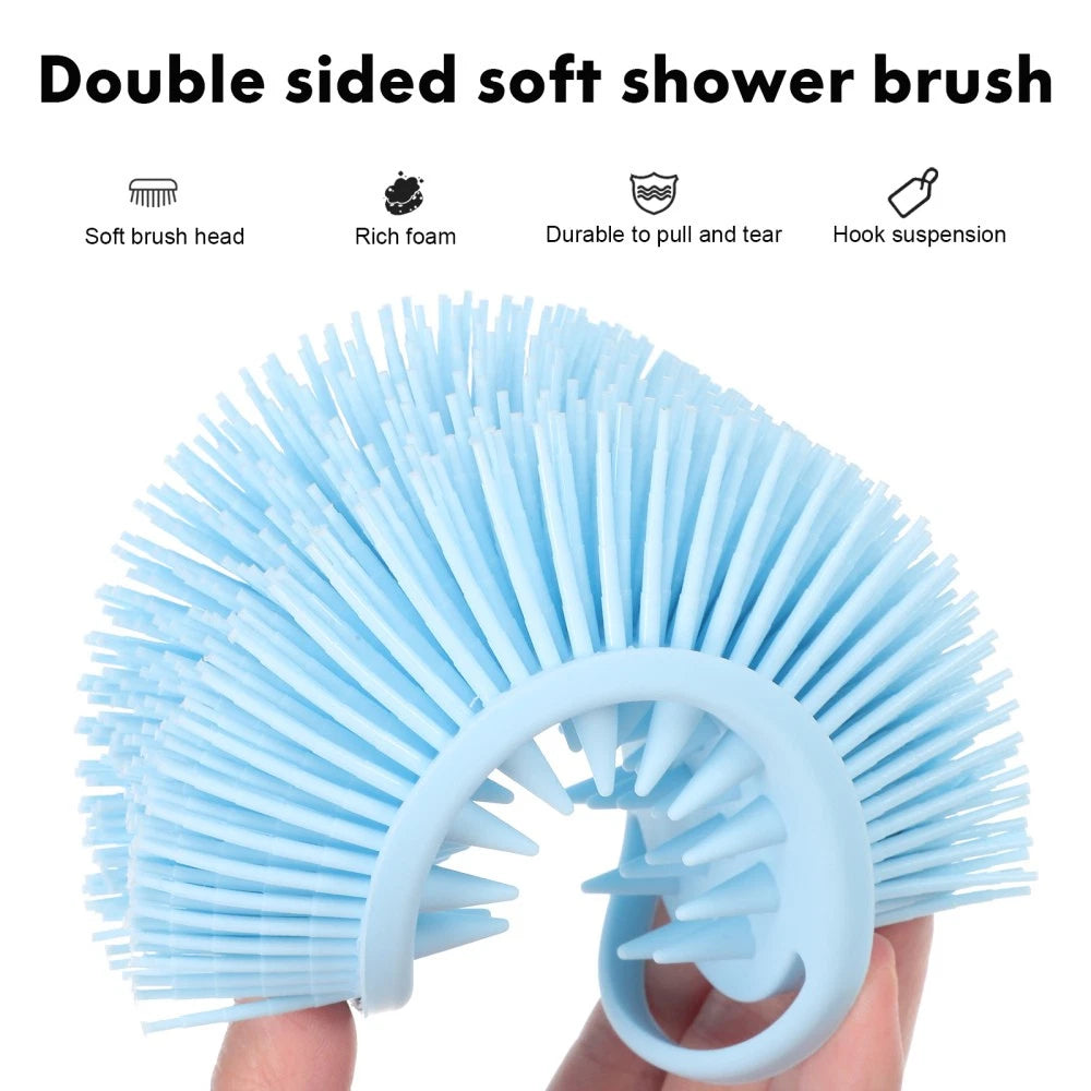2 Pcs Silicone Shower Brush Man Back Exfoliator Scrubber Men Body Brushes