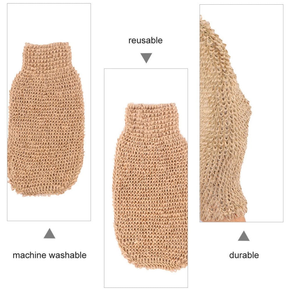 2Pcs Exfoliating Bath Gloves Ramie Jute Spa Scrub for Smooth Skin