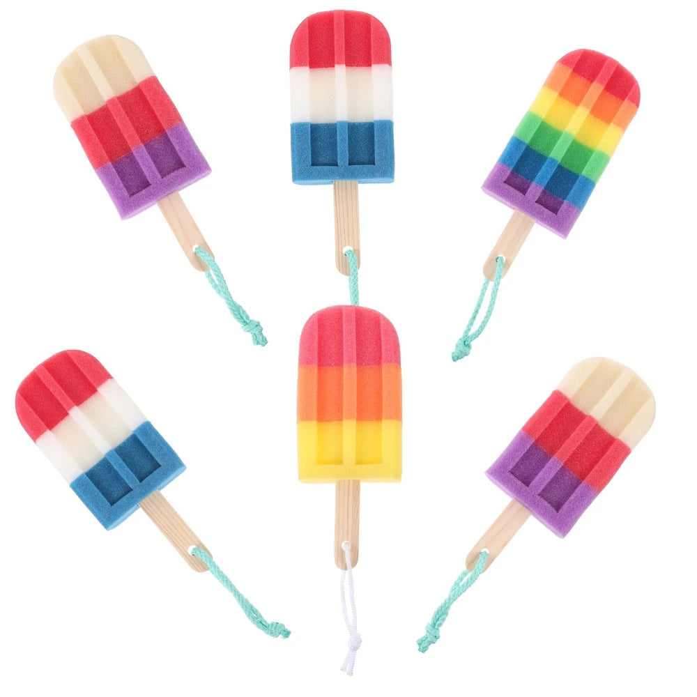 6Pcs Ice Cream Shaped Shower Body Sponge Scrubber Brush Exfoliating Body Washer