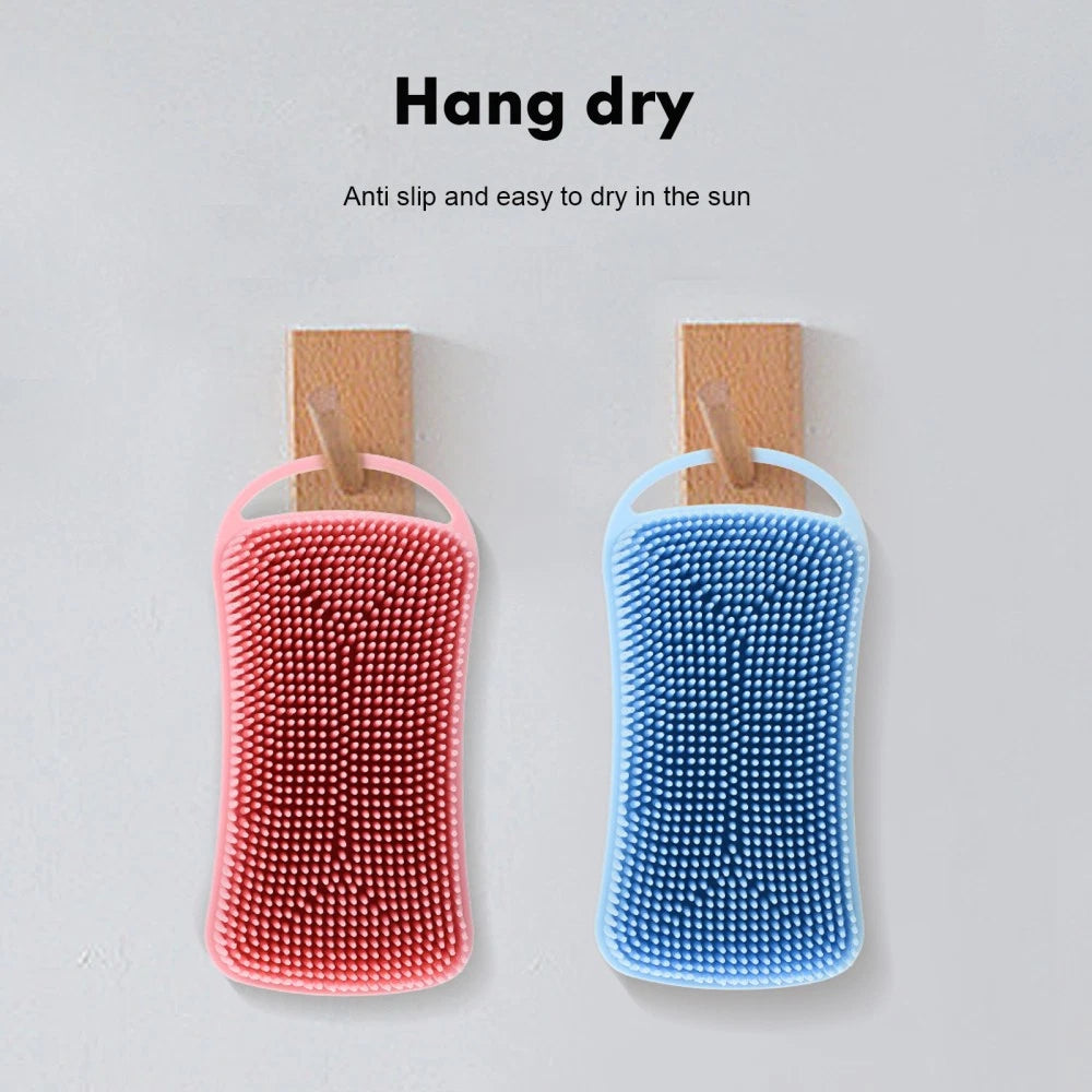 2 Pcs Silicone Shower Brush Man Back Exfoliator Scrubber Men Body Brushes