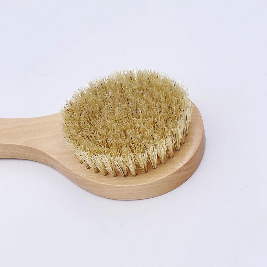 Short Handle Body Brush, Natural Bristles Wooden Bath Brush Shoulder Back Exf...