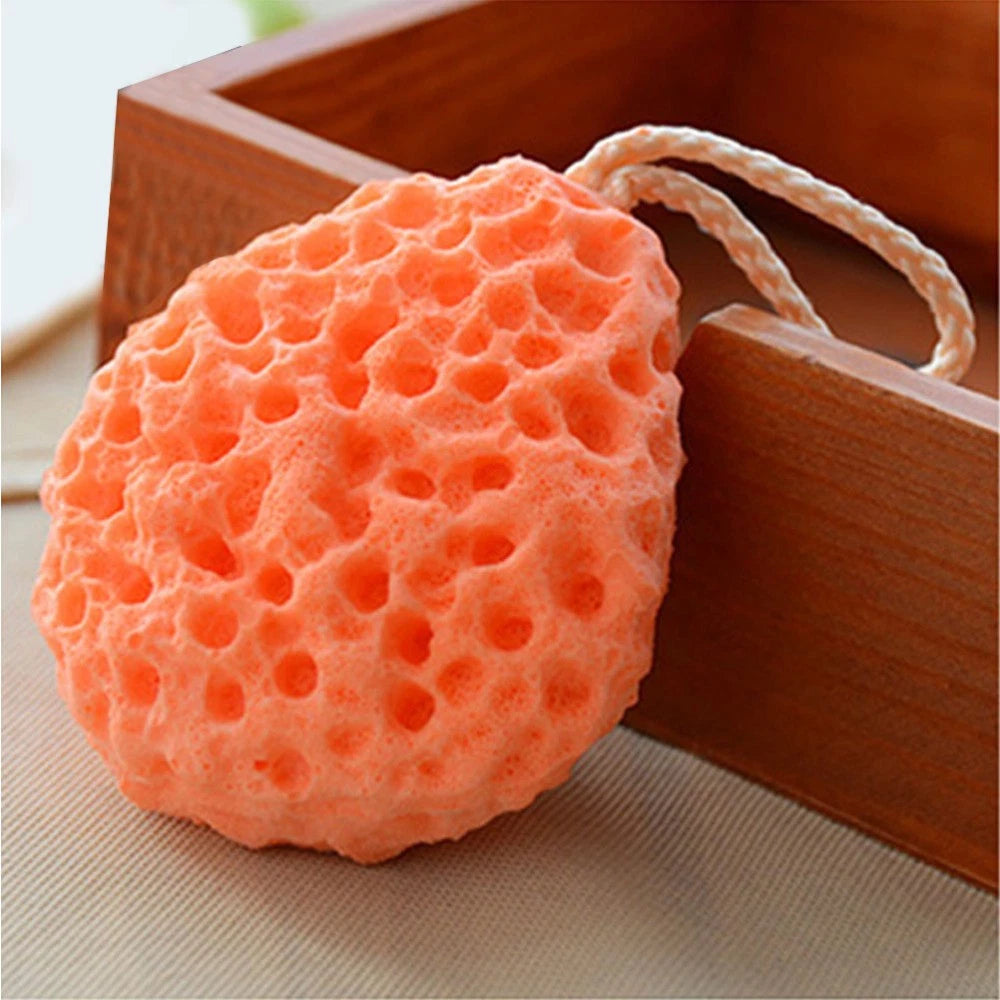 3 Pcs Shower Brush Bath Sponge Honeycomb Structure Seaweed Cotton with Rope