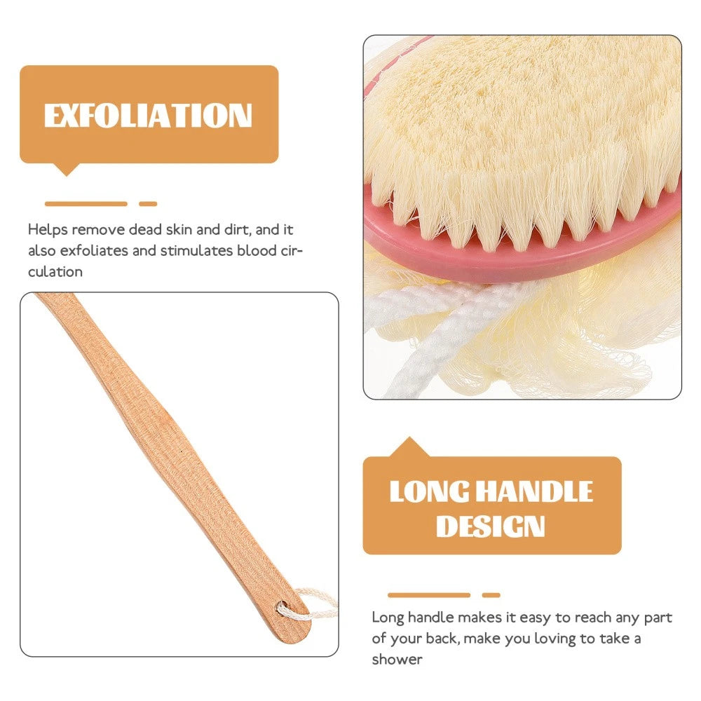 Back Massage Brush Shower for Men Lotion Application Long Handle Bath