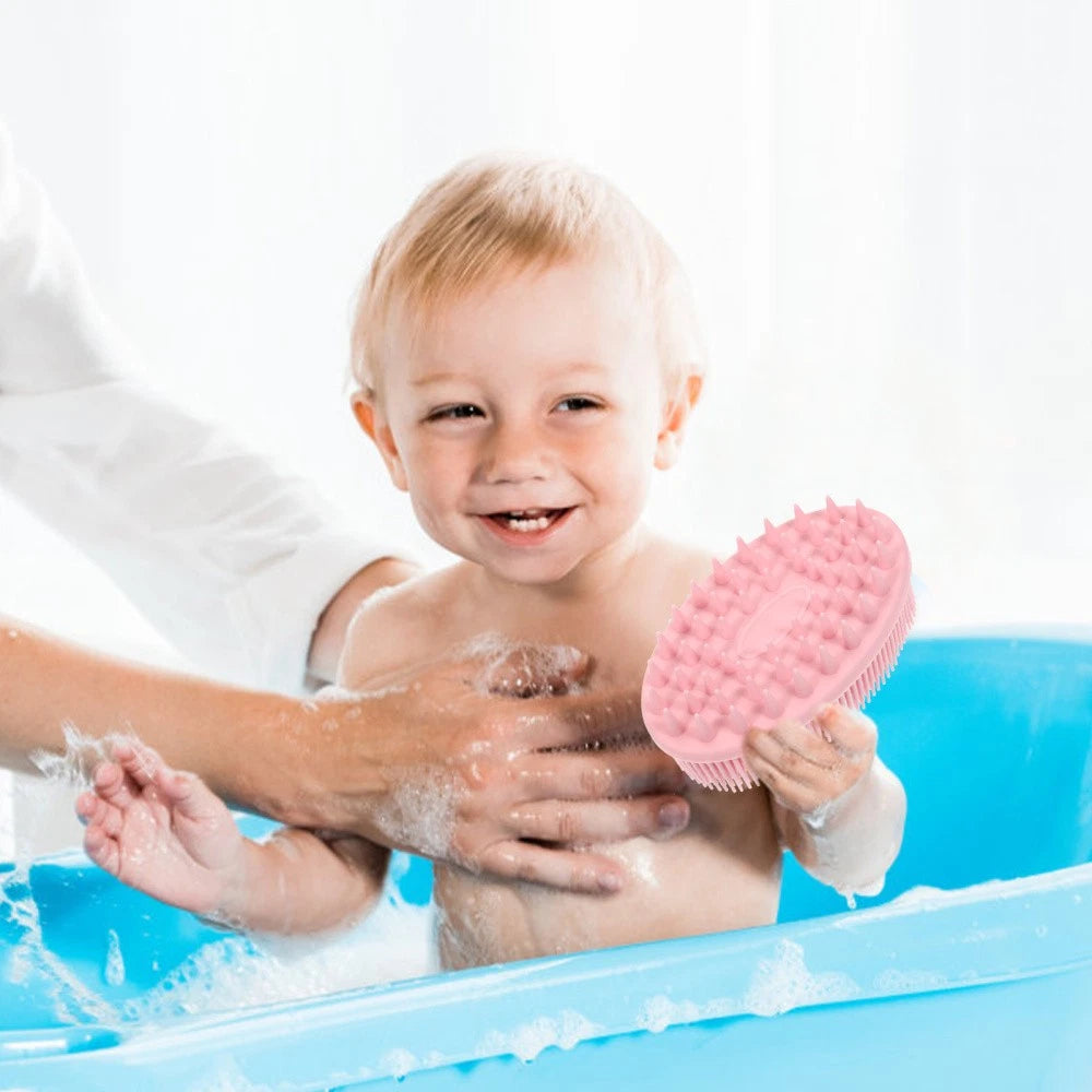 2 PCS Silicone Bath Brush Baby Child Shower Scrubber Shampoo for