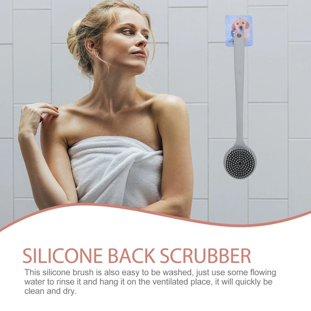 Silicone Bath Brush Man Back Washer Shower Scrubber with Long Handle
