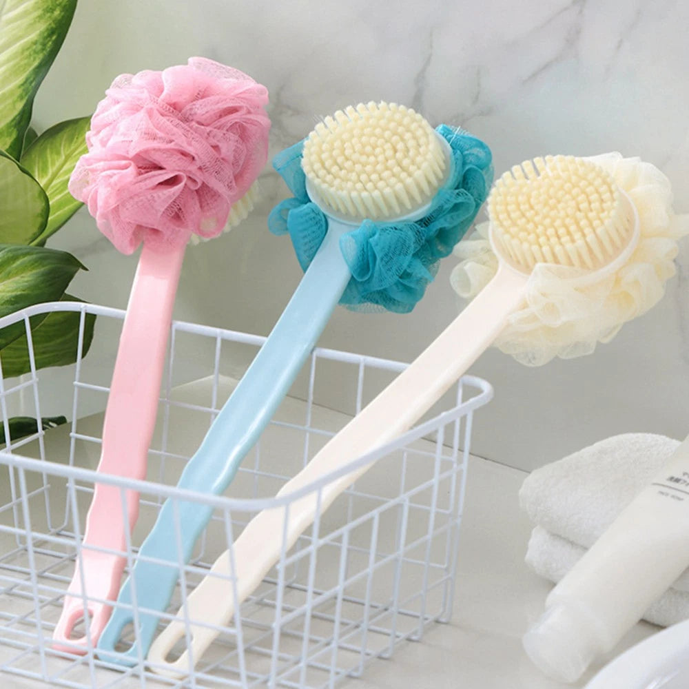 2 Pcs Back Rub Bath Brush Elderly Miss Body Shower Scrubber Exfoliator