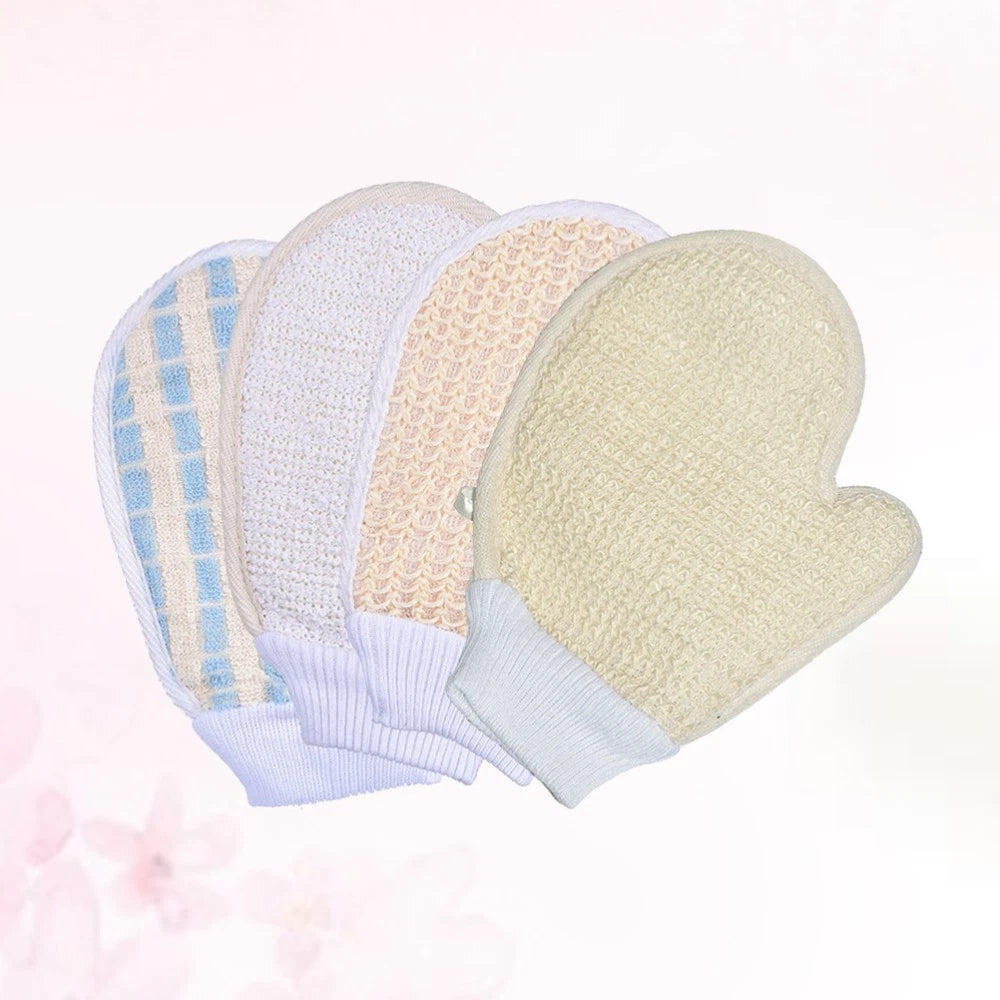 4pcs Long Bathing Shower Brush Glove Type Plant Numb Bath Towel Portable Body
