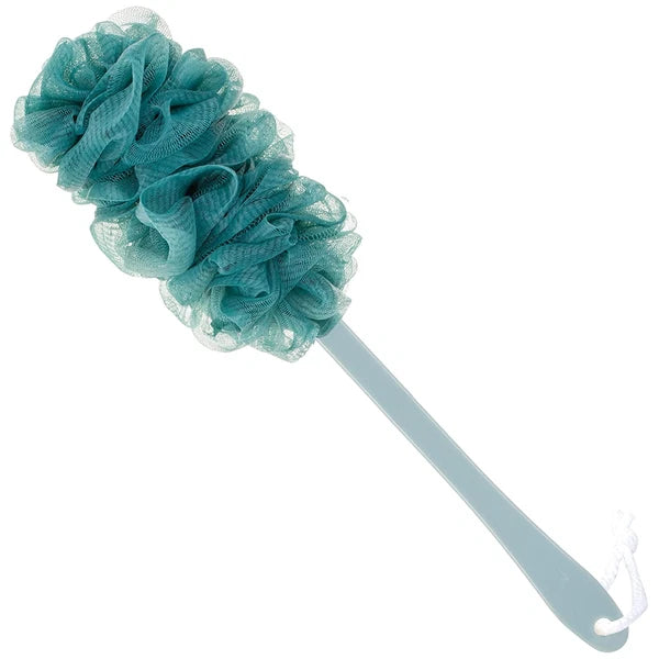 Blue Loofah Back Scrubber, Long Handle Exfoliating Shower Brush for All Skin