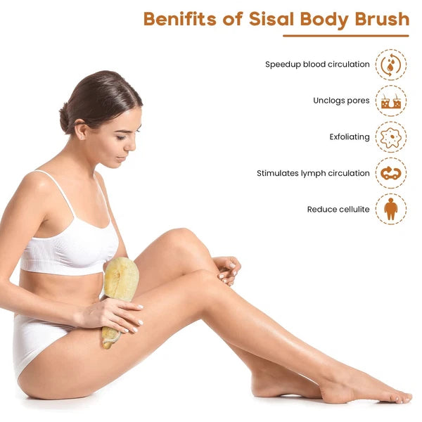 Shower Bath Scrubber Body Dry Brushing - Skin Brushes Vegan Natural Sisal