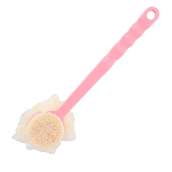 2 Pcs Back Rub Bath Brush Body Shower Scrubber Flower Long Handle
