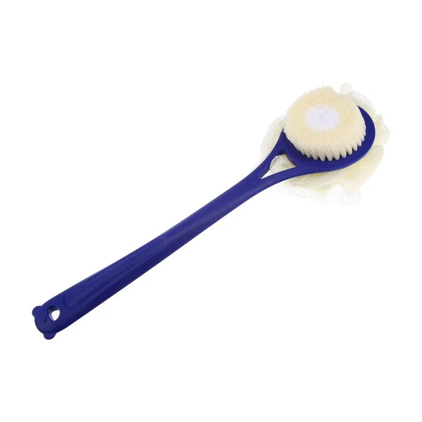 2pcs Bath Brush with Bristles for Back Shower with Long Handle Blue White