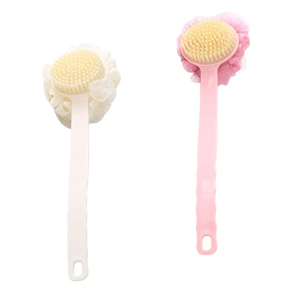 2 Pcs Back Rub Bath Brush Elderly Miss Body Shower Scrubber Exfoliator