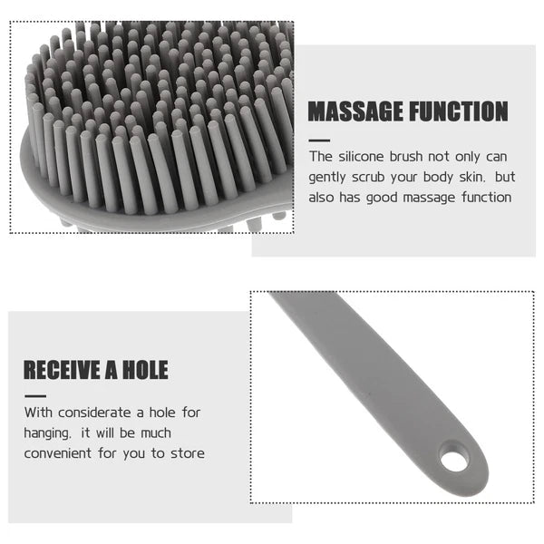 Silicone Bath Brush Man Body Scrubber Back for Shower Long Handle