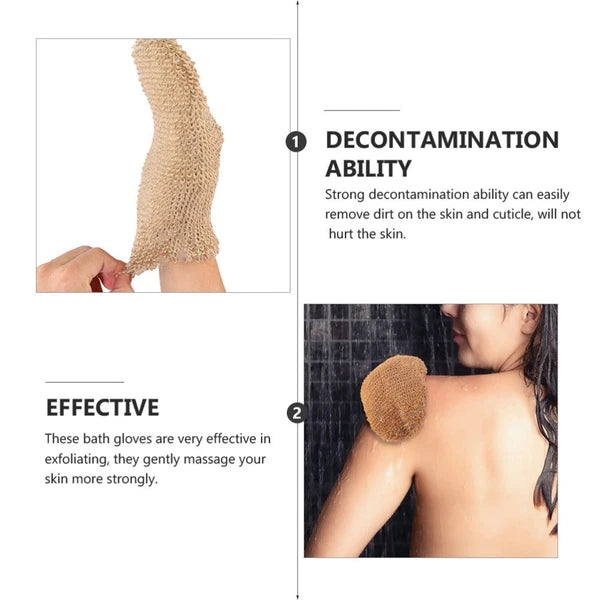 2Pcs Exfoliating Bath Gloves Ramie Jute Spa Scrub for Smooth Skin