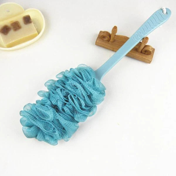 Gauze Bath Ball Brushes Long Handle Bathbrushes Gauze Brush Blue