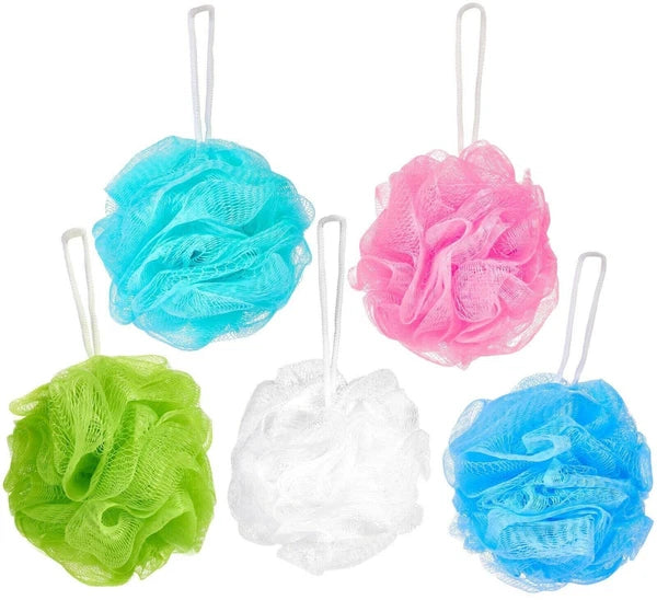 5 X Shower Ball Mesh Bath Flower Body Scrubber Brush Exfoliating Puff Sponge