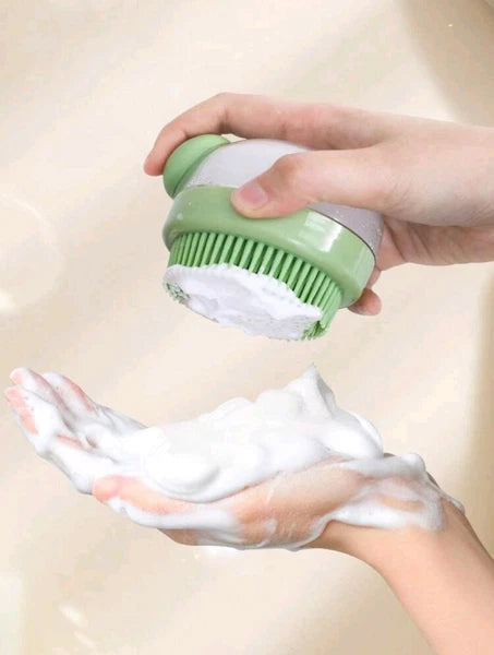 1PC Grey Pet Grooming Bath Massage Brush With Soap And Shampoo Dispenser  Sponge