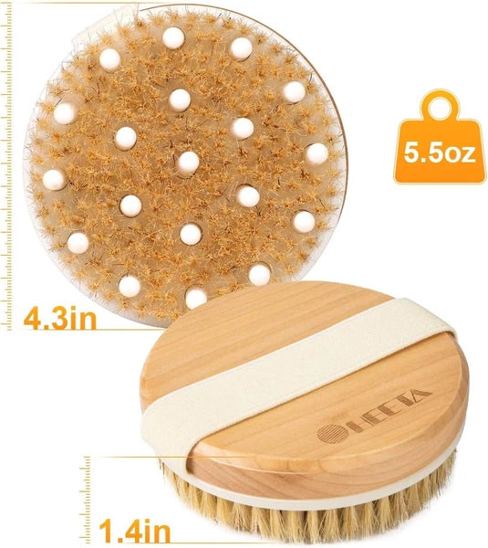 Body Back Bath Brush Shower Scrubber W/ Bristles for Shower Wet Dry Exfoliating
