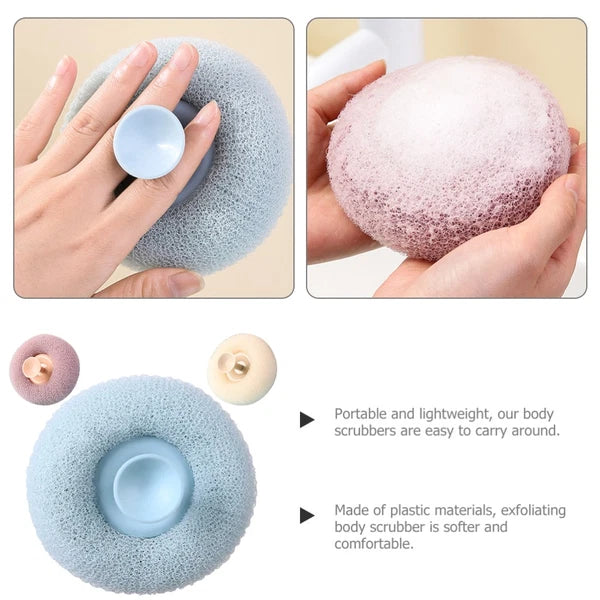 3 Pcs Bath Brush Miss Body Scrubbers Shower Puff with Suction Cup