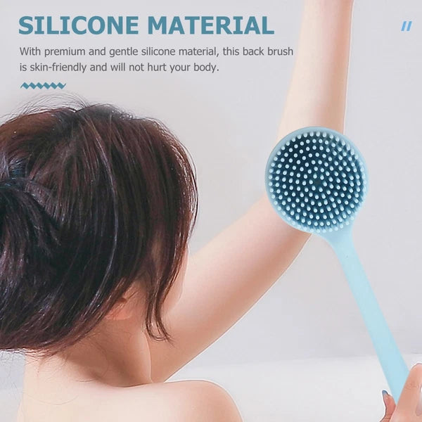 Silicone Bath Brush Man Back Cleaning Scrubber Shower Backbrush for Long Handle
