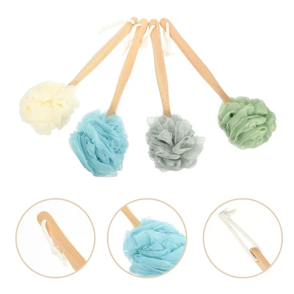 4 Pcs Bath Brush Rubs Back Ball Man Shower Body Scrubber with Long Handle