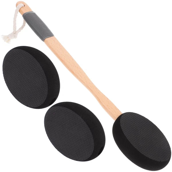 Wooden Handle EVA Bath Brush Scrubber for Shower Cream Applicator