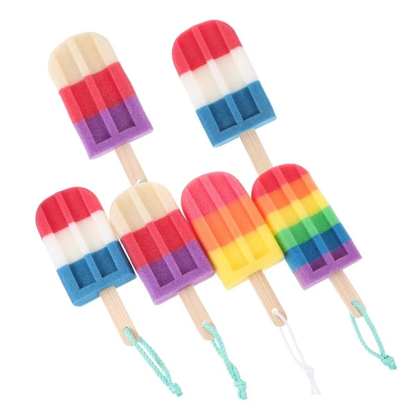 6Pcs Ice Cream Shaped Shower Body Sponge Scrubber Brush Exfoliating Body Washer