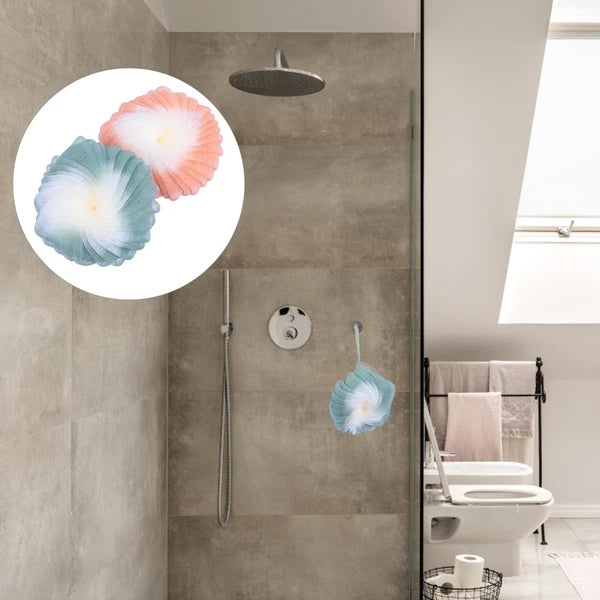 2Pcs Bath Sponge Body Scrubber Pouf Shower Ball Brush for Women and Men