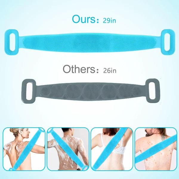 Bath Brush Silicone 76cm Body Back Scrubber for Shower Back Scrubber Set, Blue