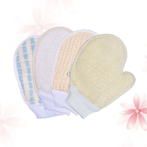 4pcs Long Bathing Shower Brush Glove Type Plant Numb Bath Towel Portable Body