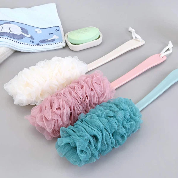 Blue Loofah Back Scrubber, Long Handle Exfoliating Shower Brush for All Skin