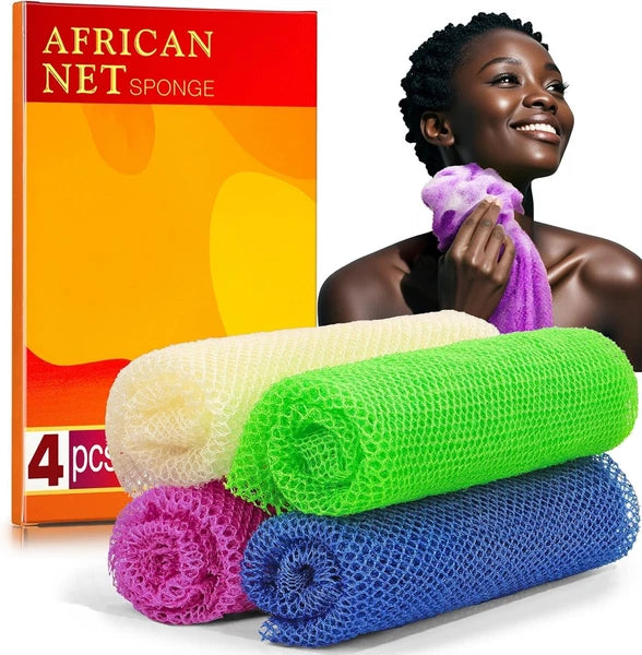 4 Pieces African Net Sponge for Deep Exfoliation – African Net Sponge Authent...