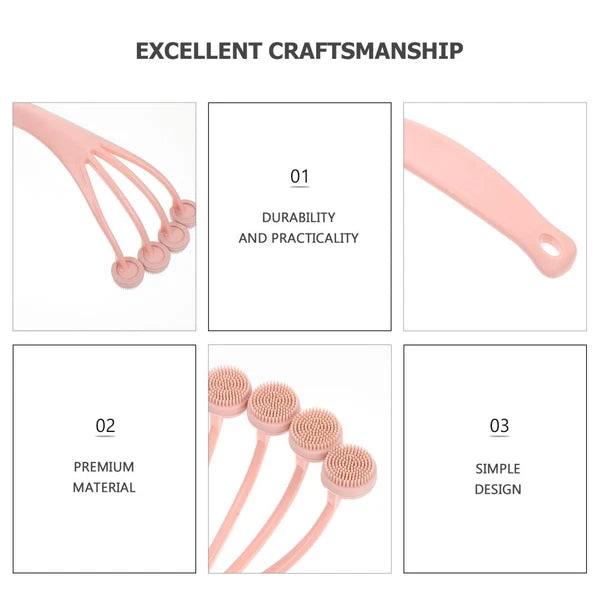 Exfoliating Bath Brush Back Scrubber Body Wash Long Handle for Shower