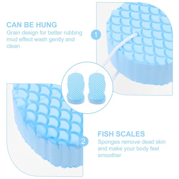 2 Pcs Baby Bath Sponge Man Back Scrub Brush Exfoliant for Shower Bathing